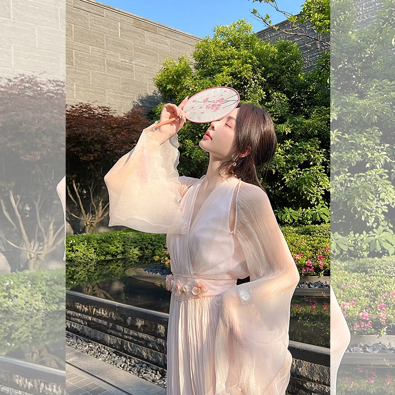 BeQueenStory【微醺蜜桃】100*丝两穿粉色仙女裙