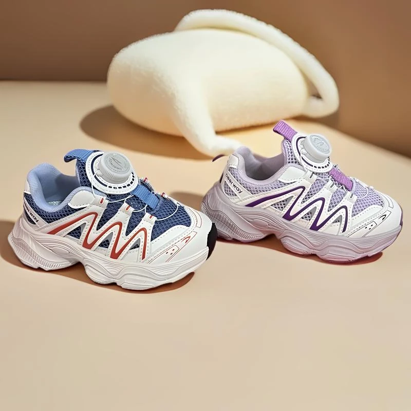 德尔惠儿童单网夏季新款男童女童百搭休闲纽扣运动老爹鞋28067