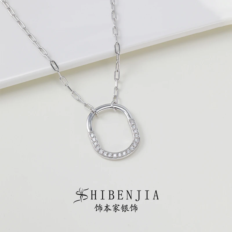 链子925银仿水晶 镶钻情侣时尚坠链网红爆款轻奢百搭冷淡环环相扣