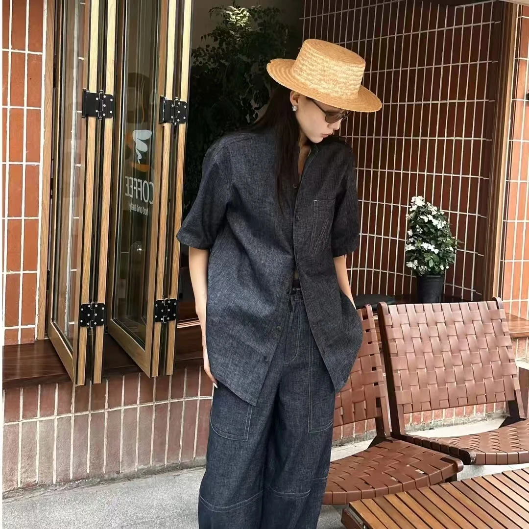 AMASS/阿玛施时尚随性新中式小立领前口袋A字圆领麻衬衣530060