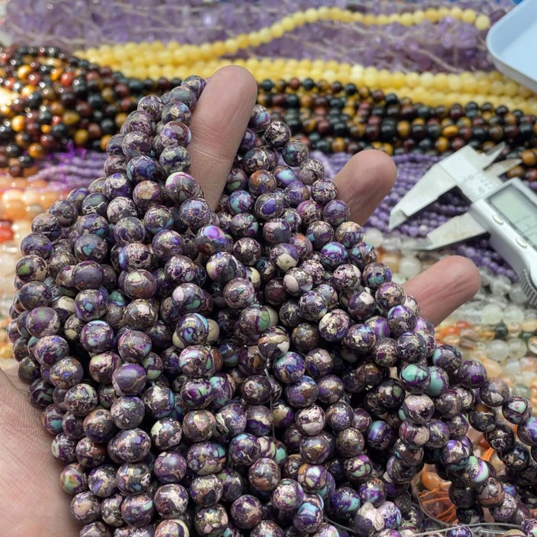 玛瑙/玉髓珠宝半成品未镶嵌一条装8mm紫金帝王石