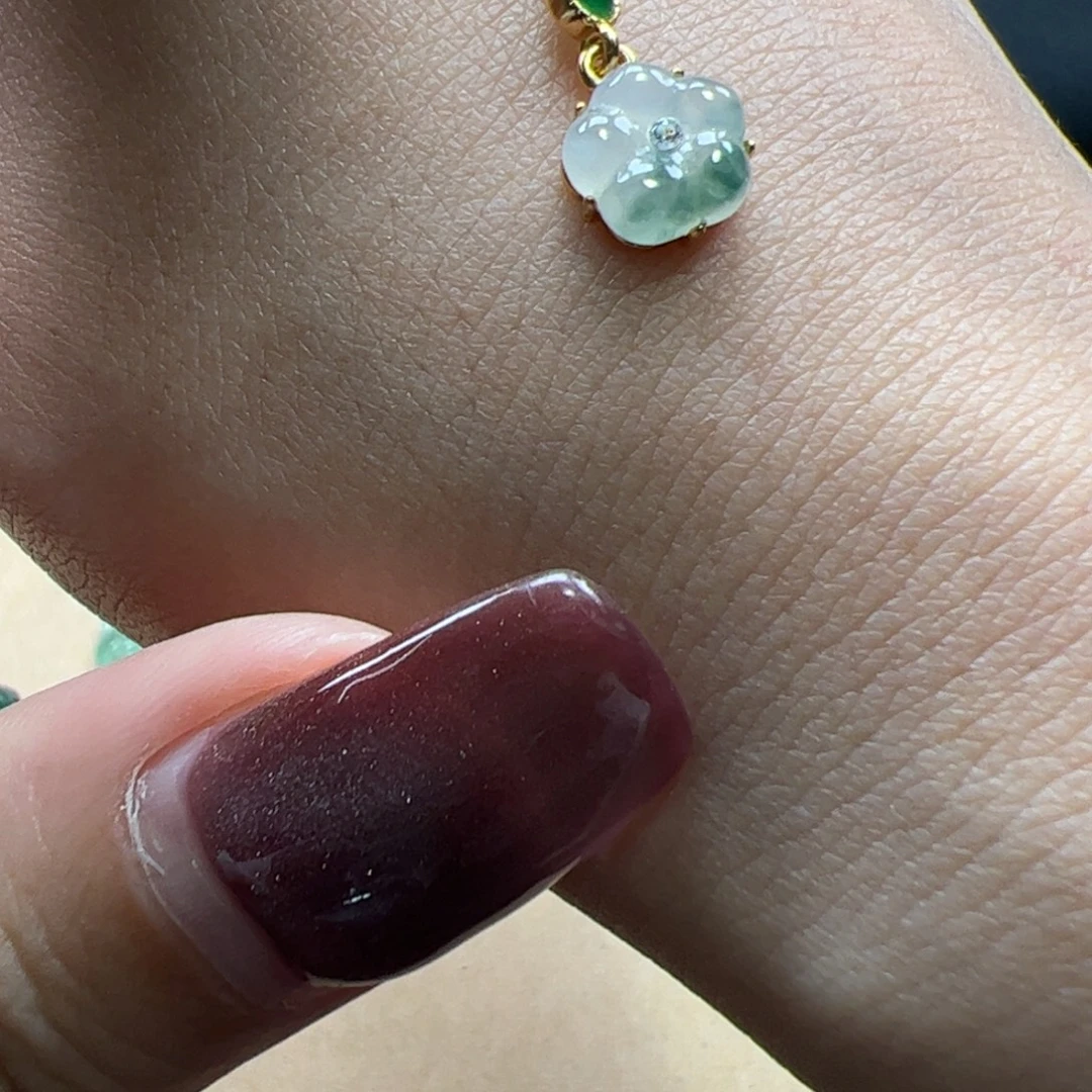 翡翠银S925镶嵌颈饰花