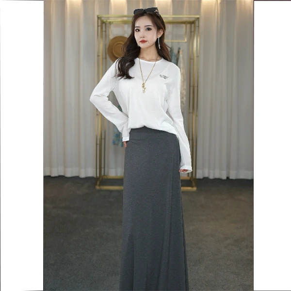 AMASS/阿玛施夏季时尚简约优雅气质垂坠感小黑裙半身裙5200502