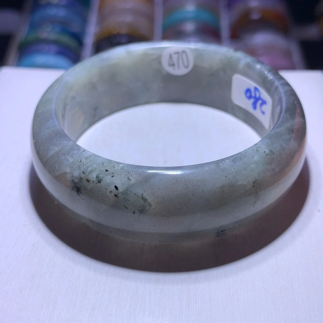 水晶手镯银S925镶嵌拉长石58.3圈470