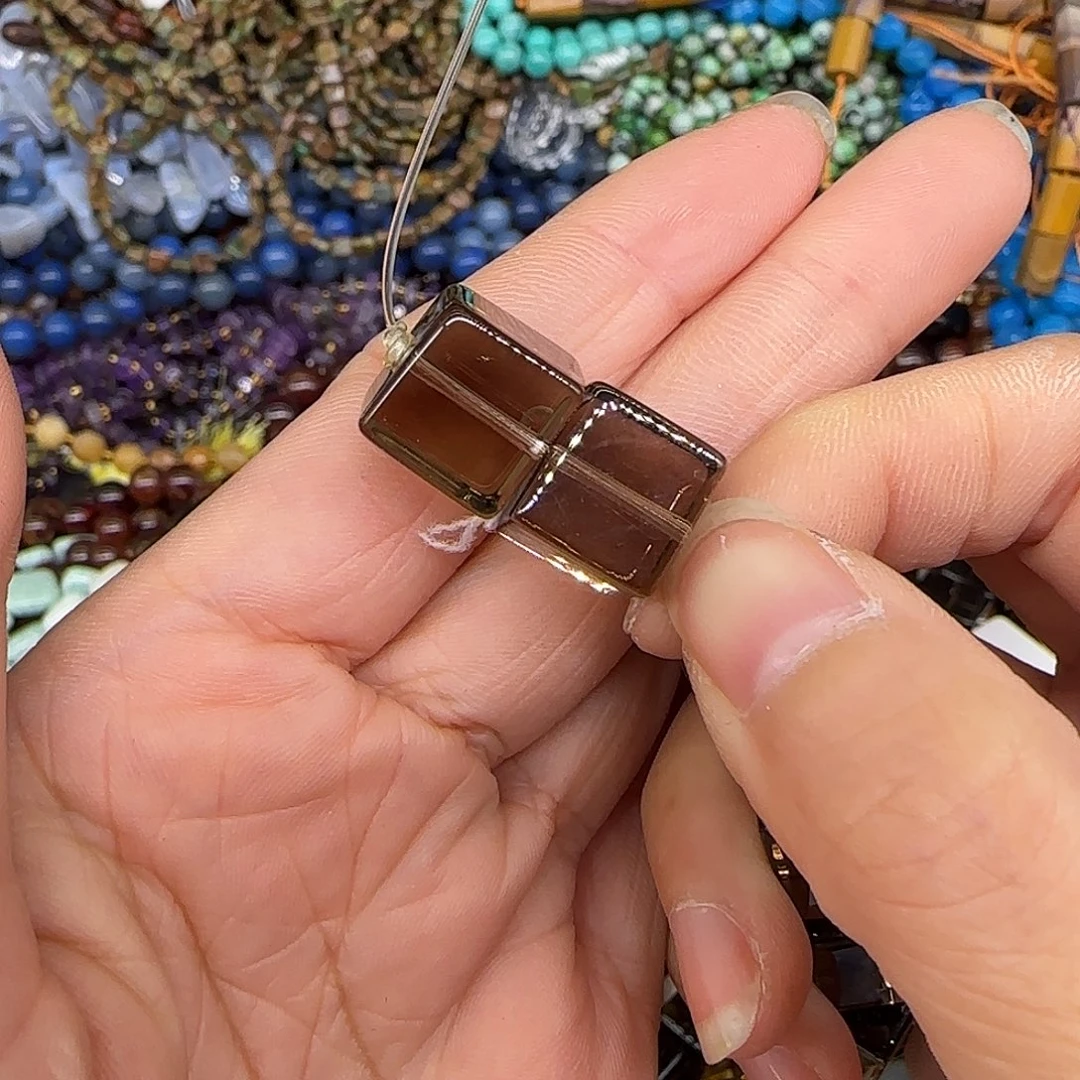 玛瑙/玉髓合金珠宝半成品茶晶12mm方块2颗