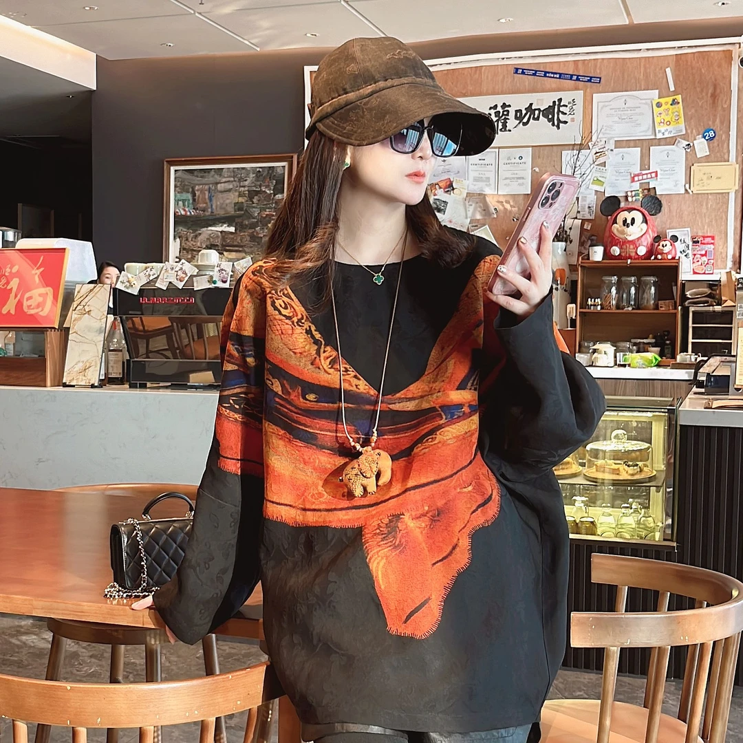 【玉洁定制】“太阳女神”香云纱花罗百搭显瘦年轻衬衫上衣LBW24161