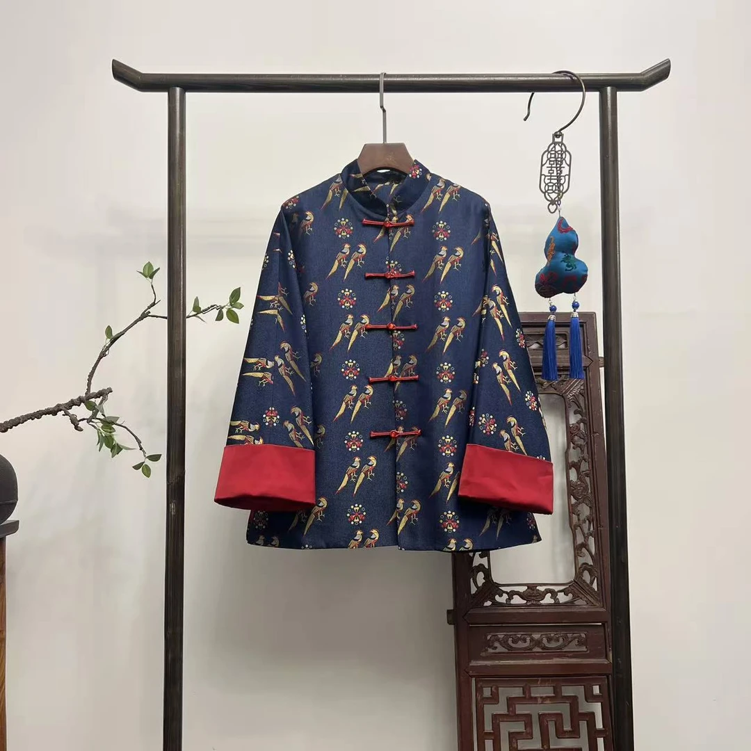【宫中翟鸟】宋锦新中式桑蚕丝外套W50202