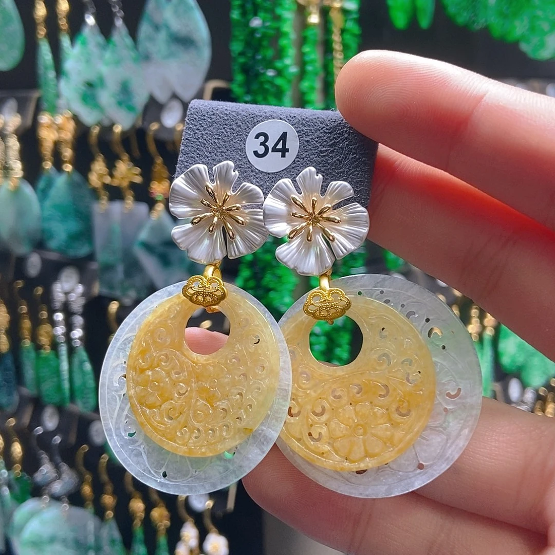 翡翠未镶嵌耳饰翡翠