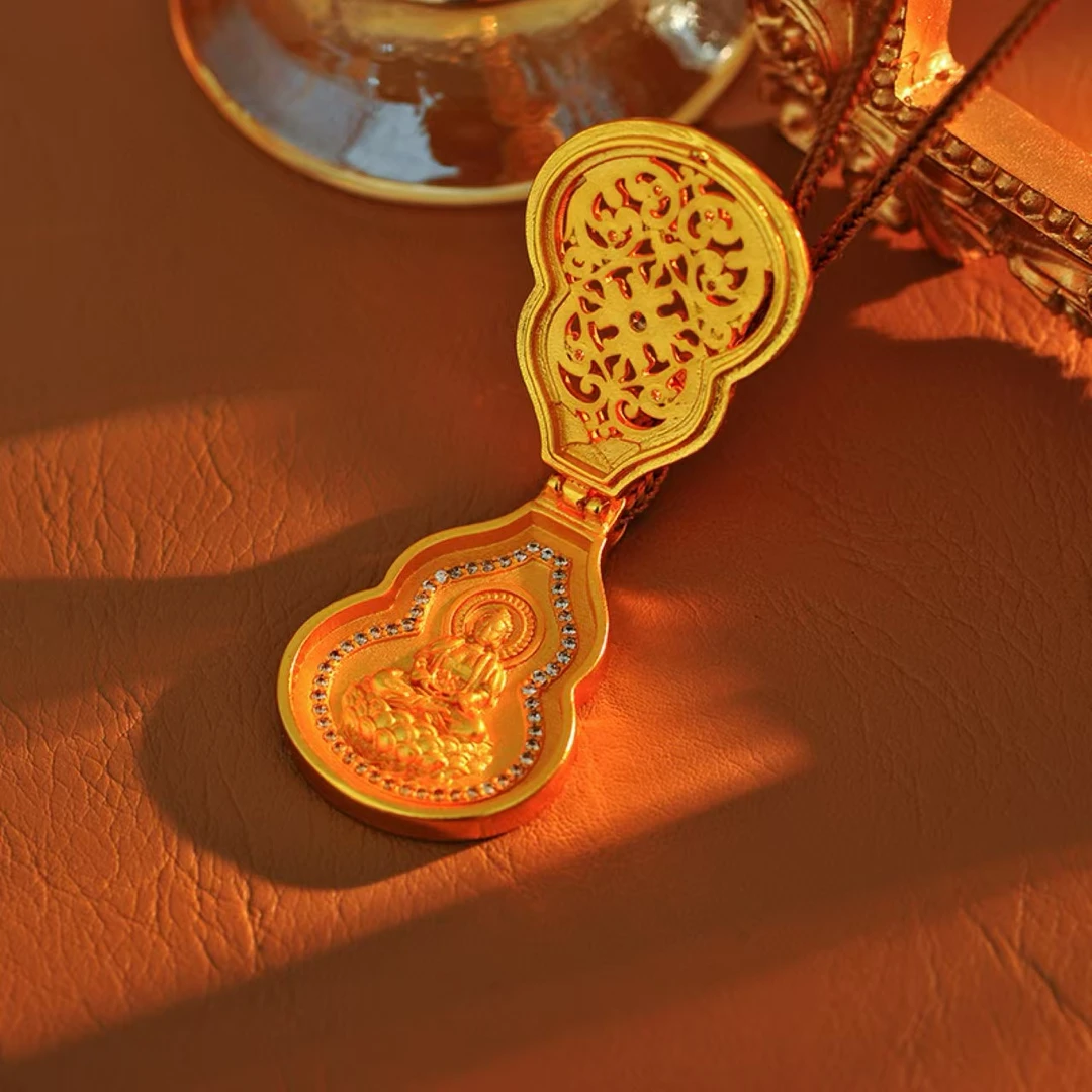 e330---新中式古法镂空葫芦项链观音纳福轻奢重工