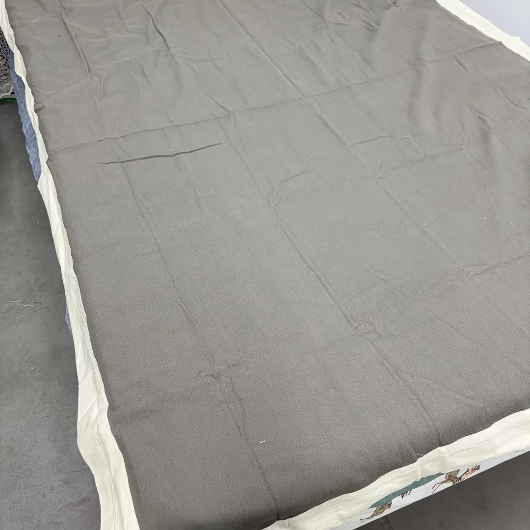 N119 棕色米白边亚麻盖毯150*200cm