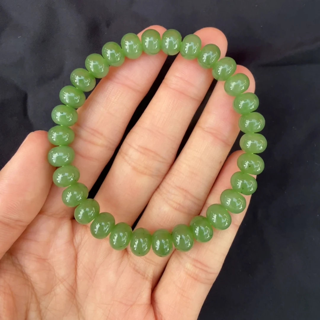 和田玉碧玉卡8算盘珠手串