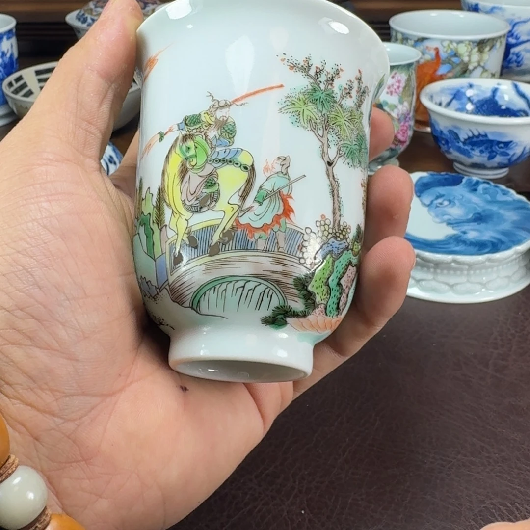 看***质瓷片当代景德镇陶瓷手绘茶具