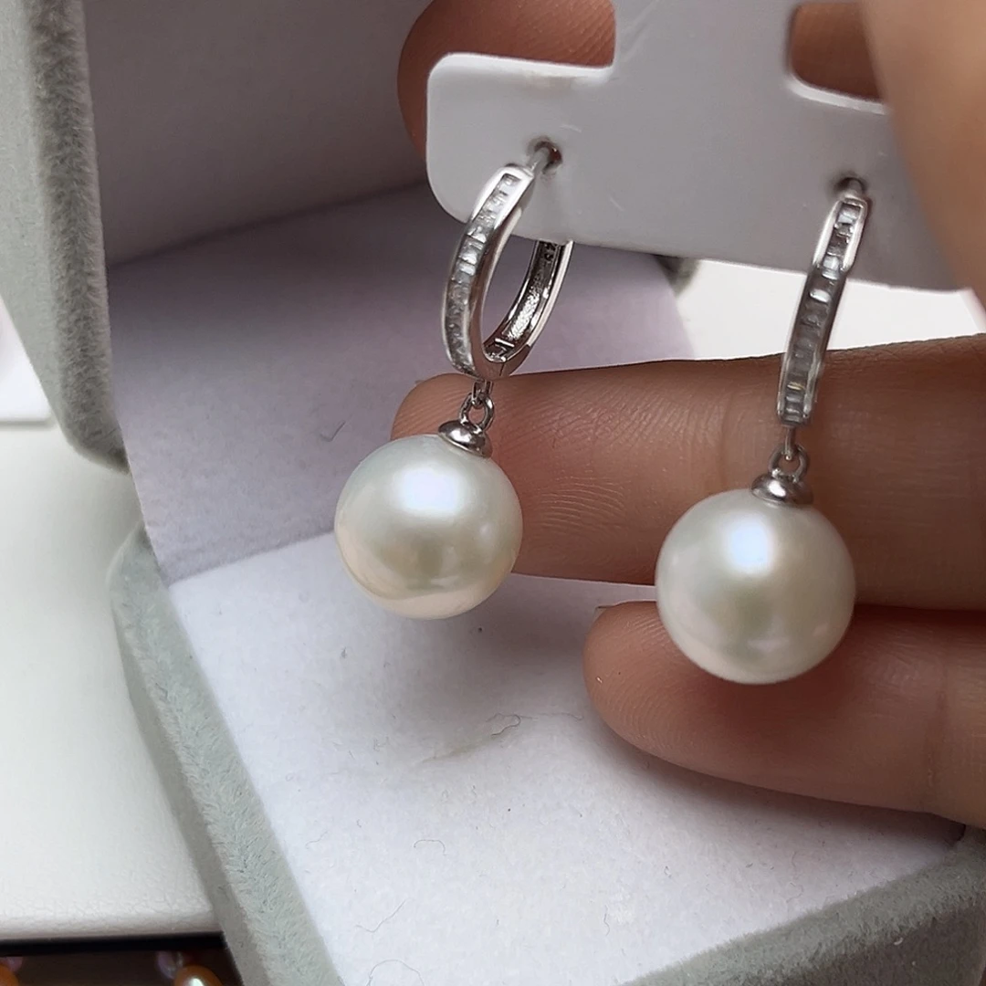 银S925镶嵌淡水珍珠耳饰