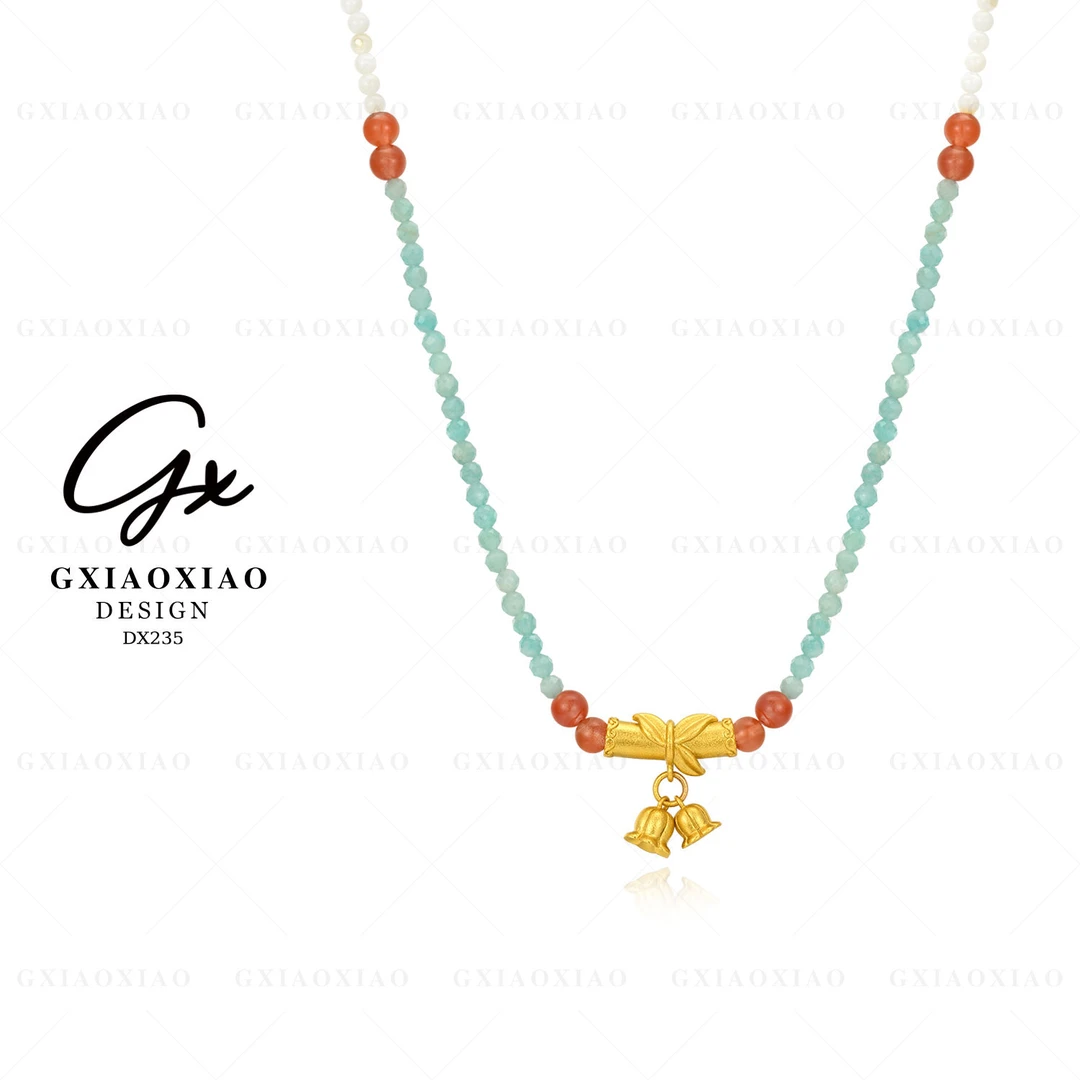 G XIAOXIAO 镀K金 【雨霖铃】时尚高级感轻灵项链 DX235