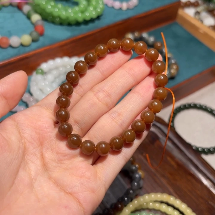 和田玉未镶嵌珠宝奇石新疆老红糖8m