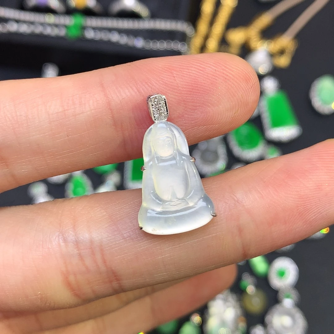 吊坠(不含链)18K金镶嵌翡翠