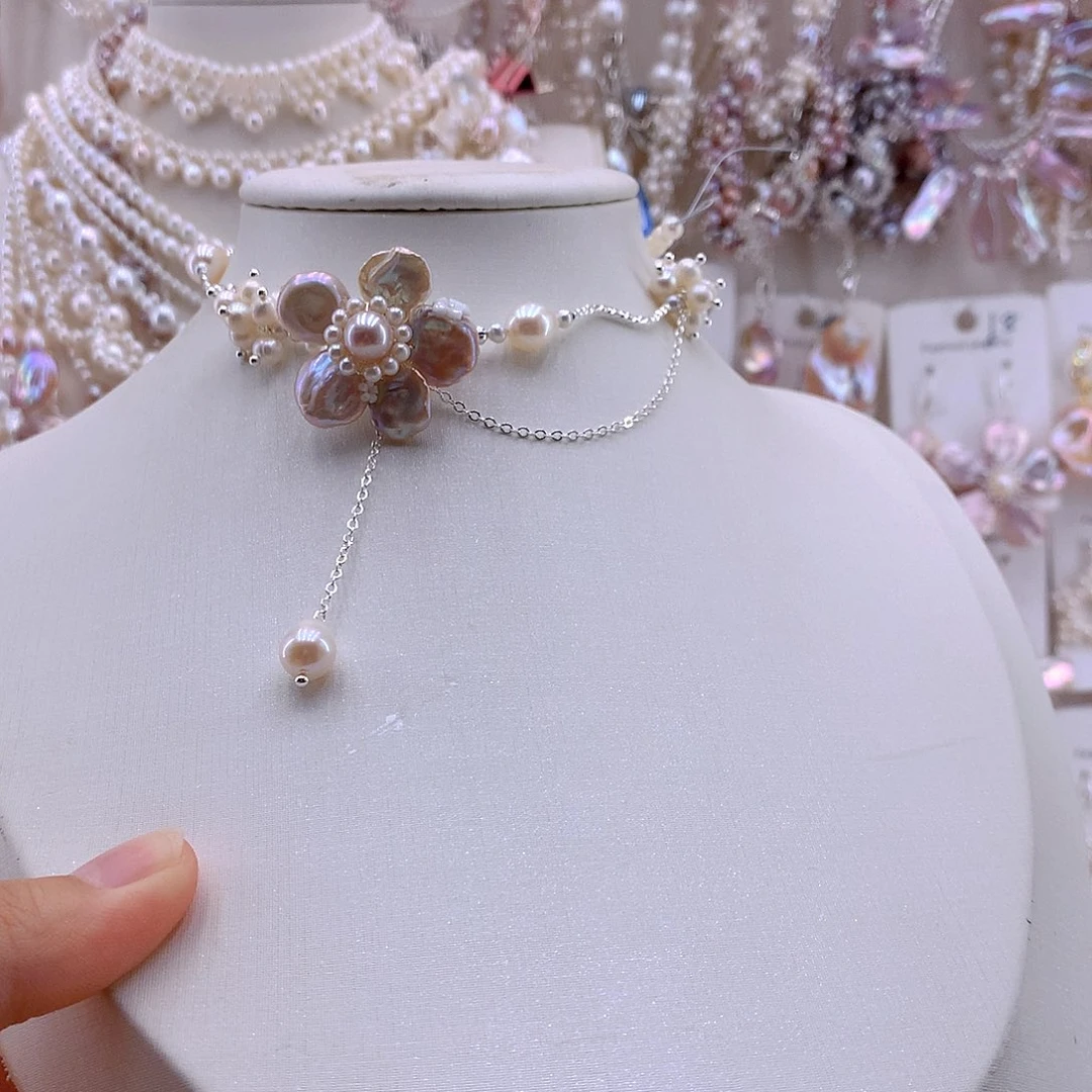 淡水珍珠未镶嵌耳饰项链