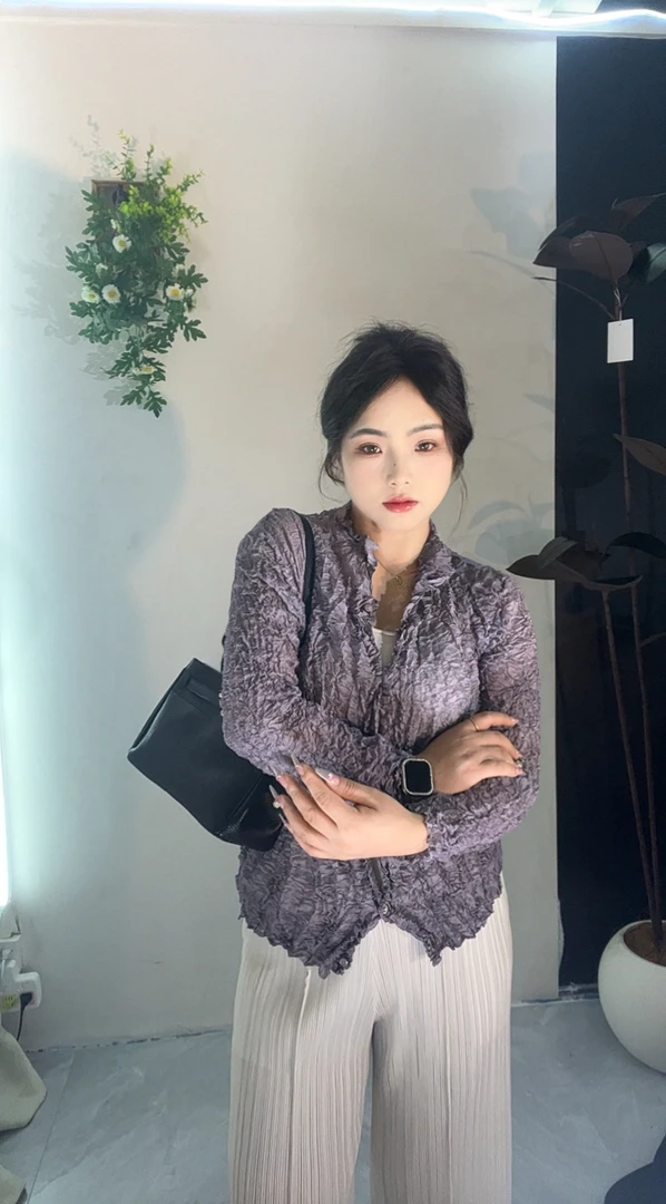 【褶十里】高奢三宅褶皱开衫外套肌理高级感百搭显瘦乱褶弹力上衣