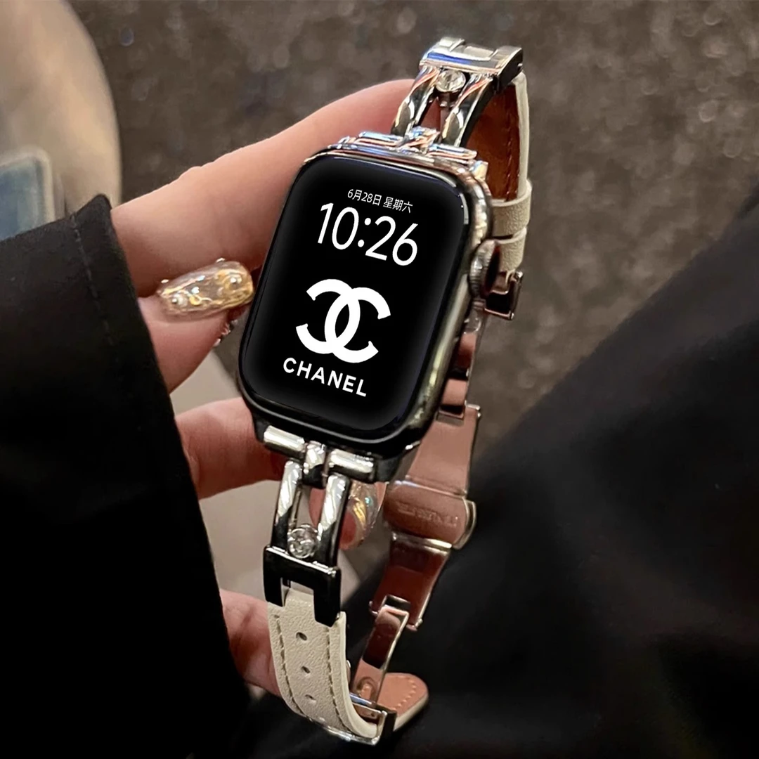 适用小米手环9pro表带红米watch6/apple watch s11滑梯镶钻高颜值