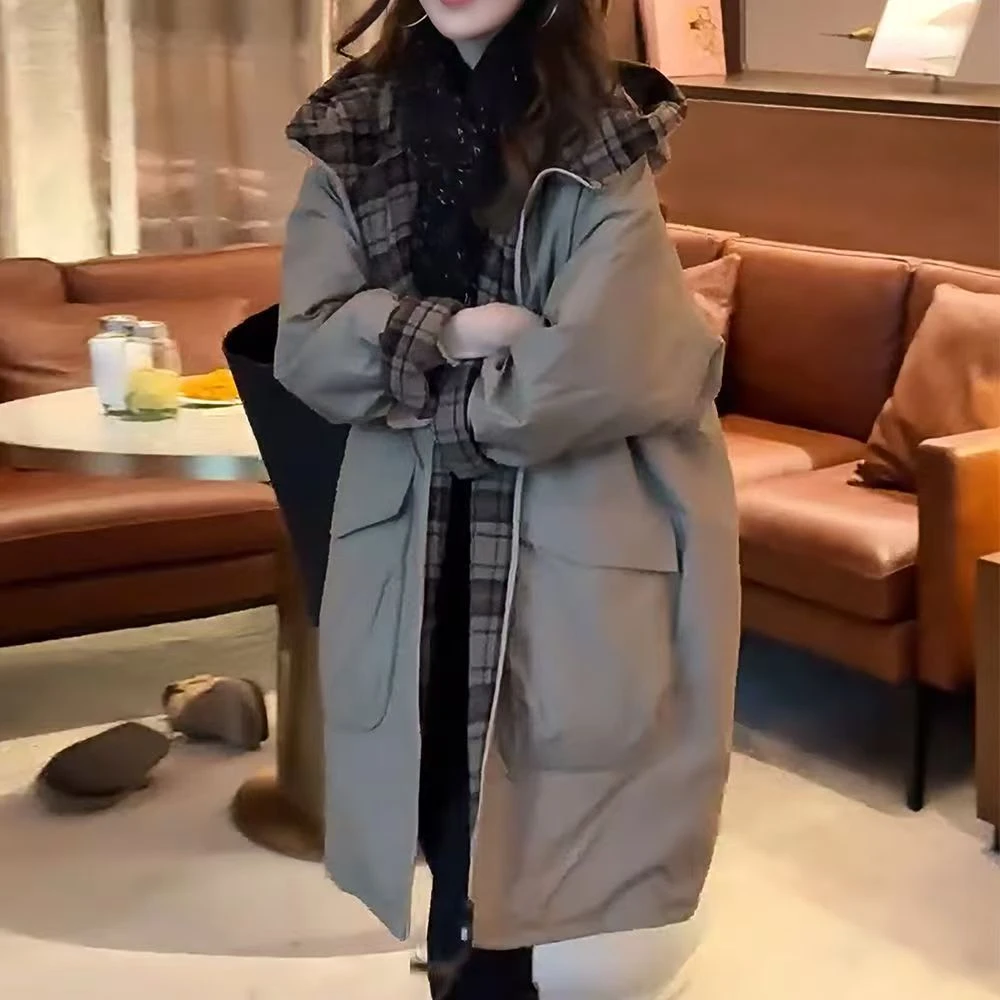高档轻奢大码加厚棉服连帽外套女2025秋冬新款显瘦气质休闲中长款