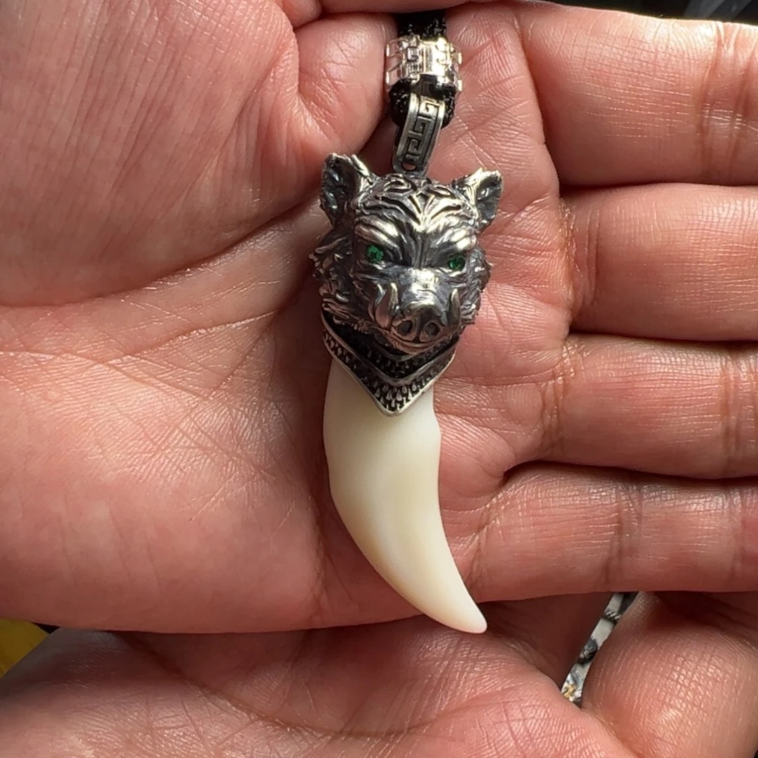 和田玉颈饰银S925镶嵌