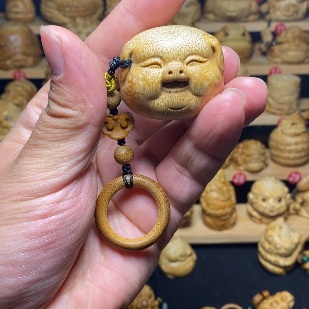竹竹根雕福猪手把件