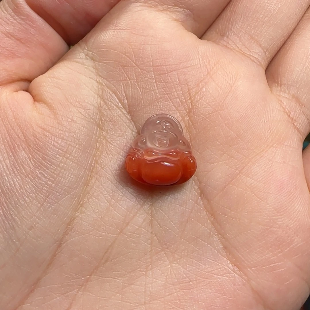 南红玛瑙未镶嵌冰飘弥勒吊坠