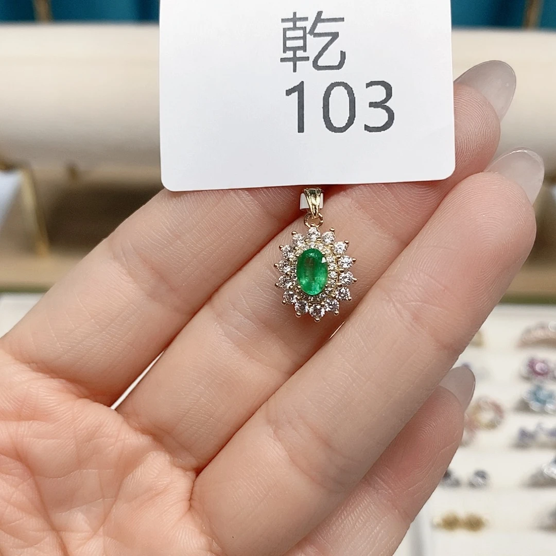 银S925镶嵌颈饰祖母绿乾103