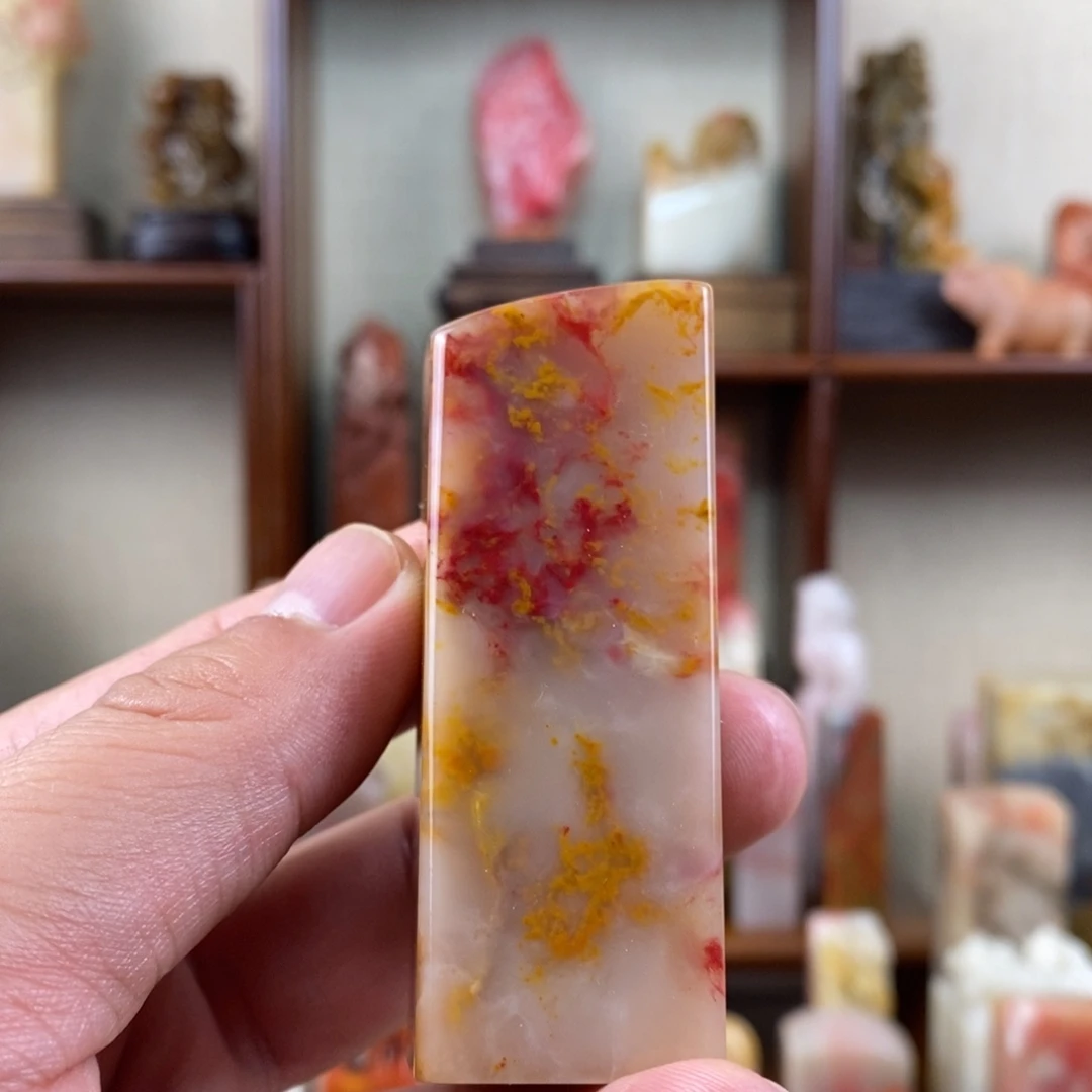 巴林石印石巴林鸡血石素章