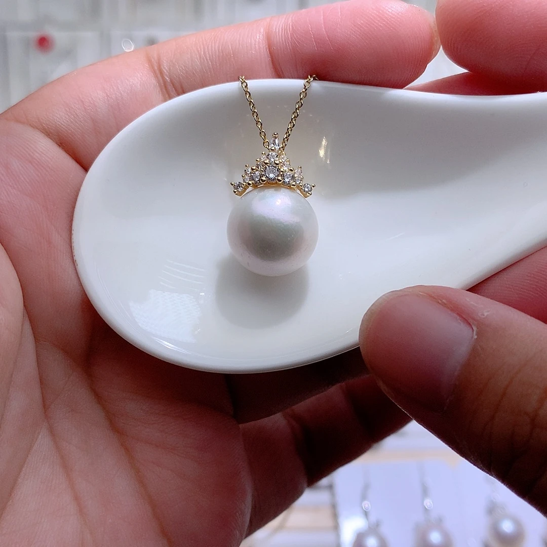 淡水珍珠吊坠(赠链)银S925镶嵌CC13.5mm