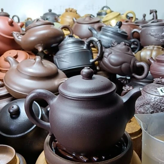 紫砂茶壶宜兴原矿天青柴烧手工350cc紫砂壶