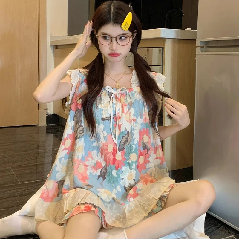 睡衣女款夏季薄款2025新款高级感甜美可爱公主风睡衣家居服外穿