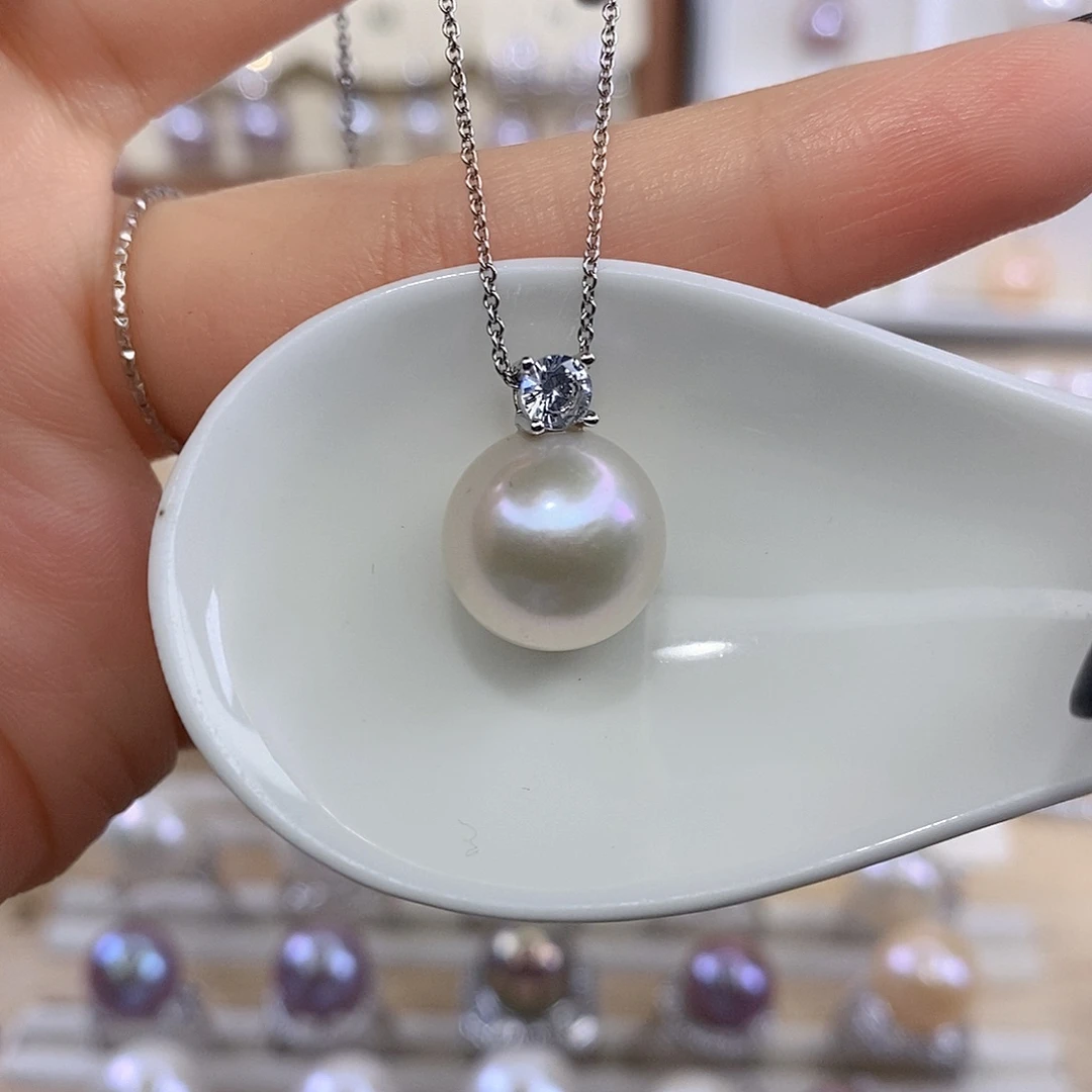 银S925镶嵌淡水珍珠颈饰F