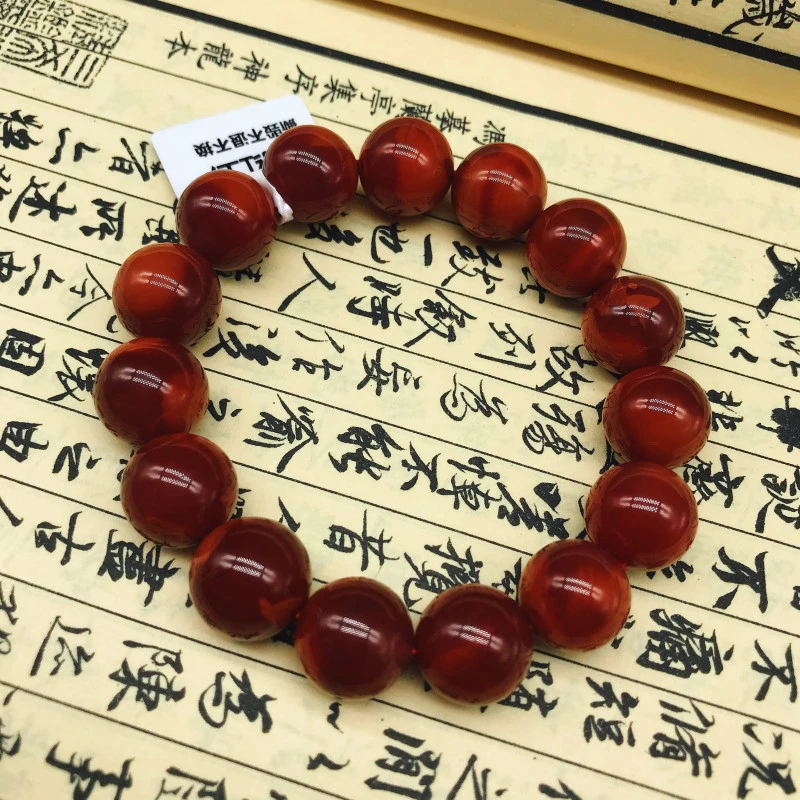 【鼎利源】南红四川瓦西典藏级牛血火焰纹精美手串（一条）