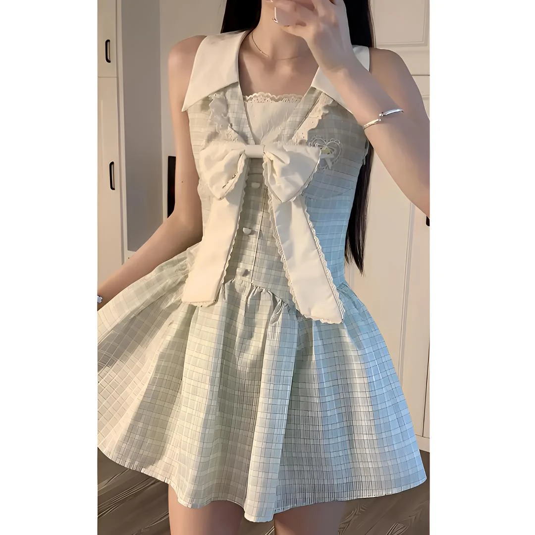 青菱甜心 夏季甜美纯欲风复古显瘦百搭慵懒出游约会收腰连衣裙女