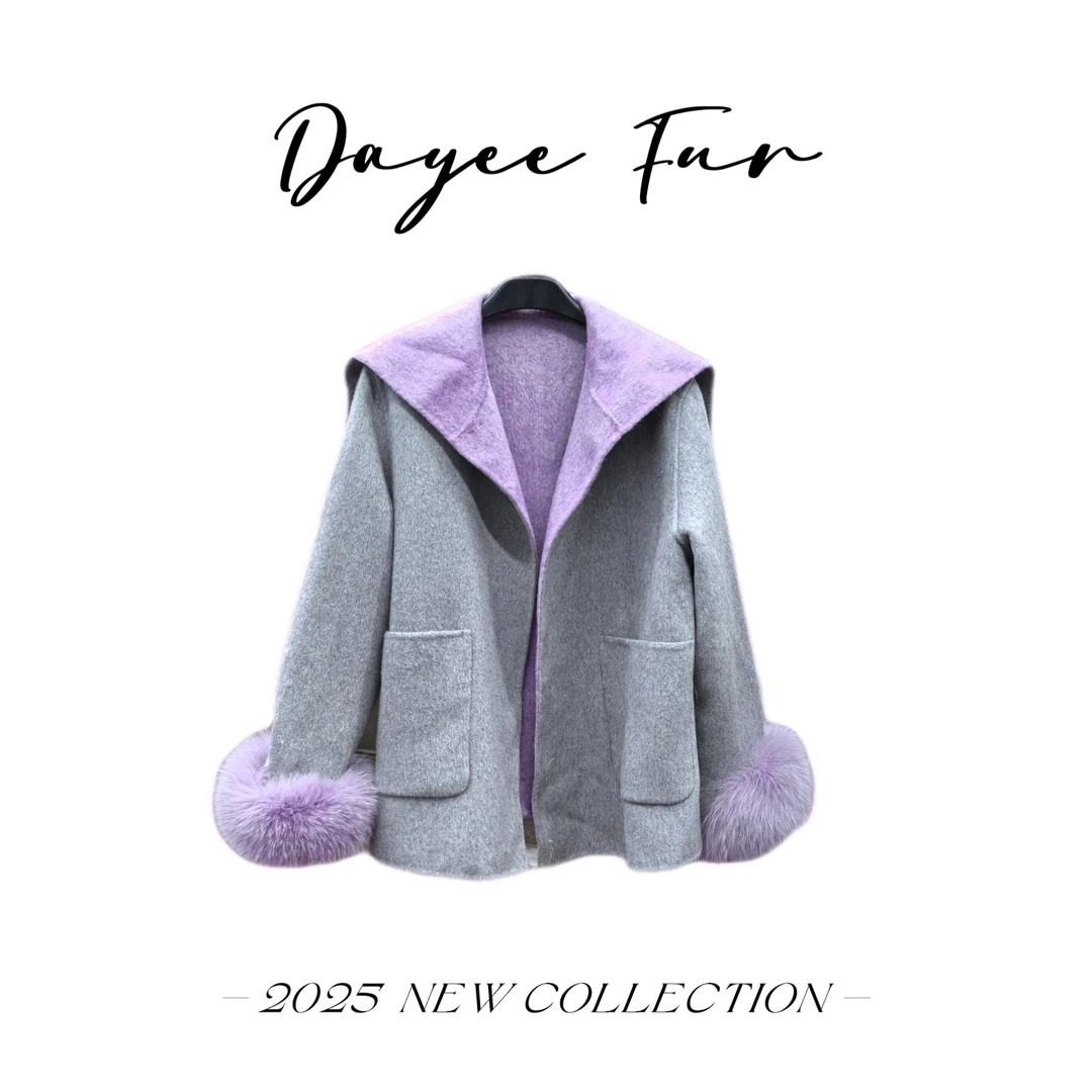 DayeeFur【雾岛情书】双面羊毛大衣女新款高级感气质系带毛呢外套