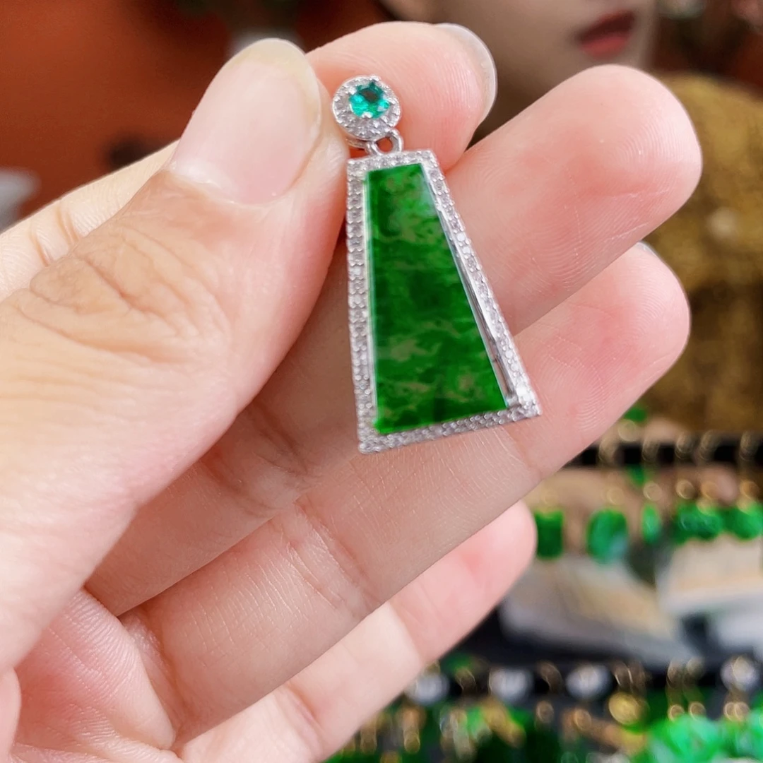 翡翠银S925镶嵌耳饰