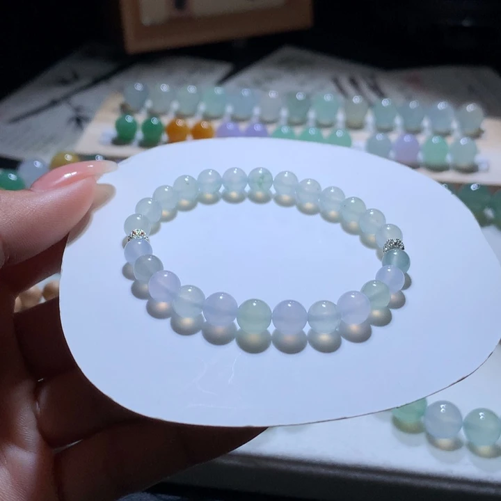 翡翠手链未镶嵌落樱冰缤纷珠串卡6-7
