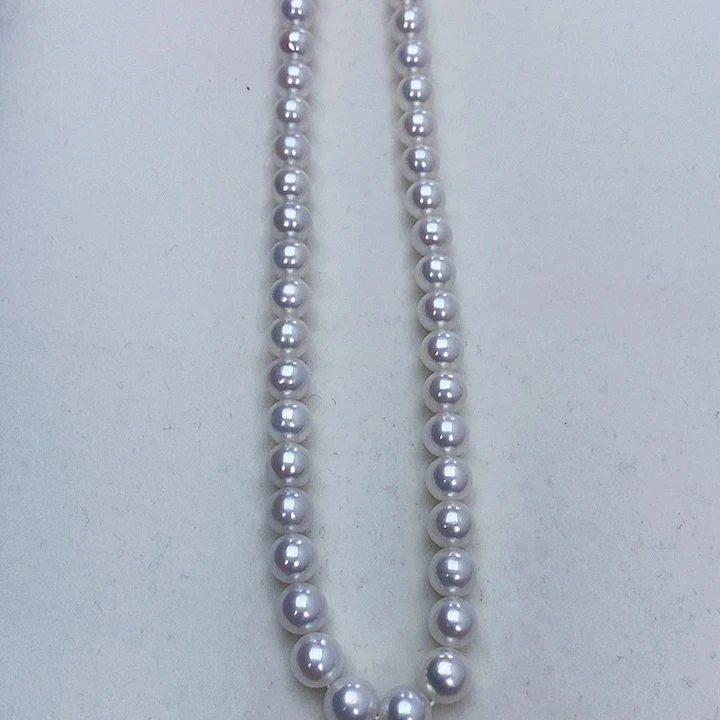 淡水珍珠颈饰银S925镶嵌6.5-7无核正圆极强光 毕业级