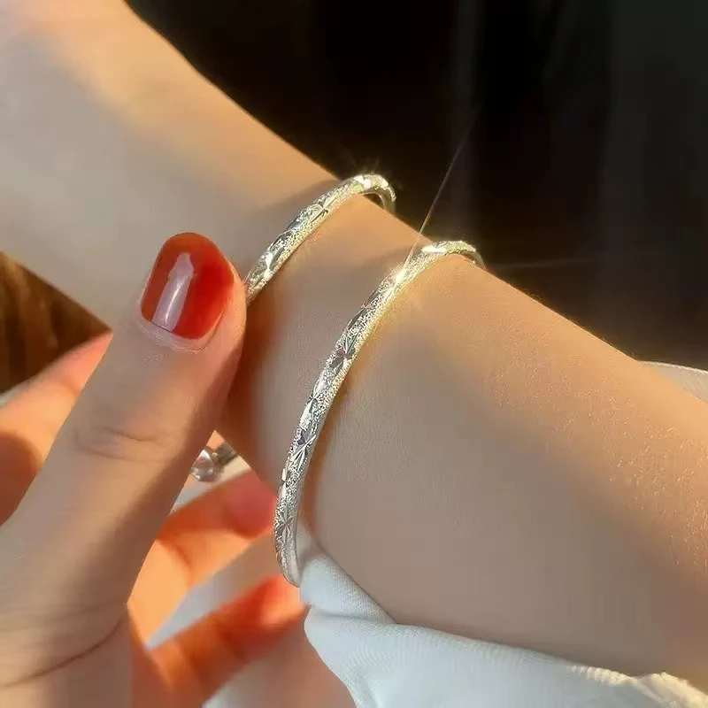 足银手镯 足银999.9满天星手镯ins小众设计高级感实心饰品年轻款