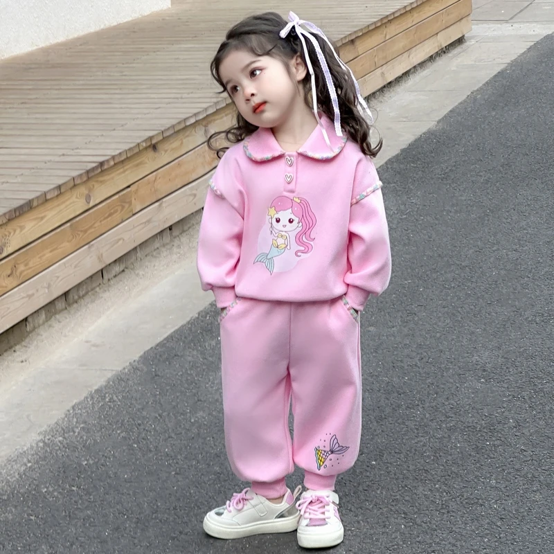 女宝宝休闲卡通套装春秋洋气2025新款儿童装女童时尚两件套可爱潮