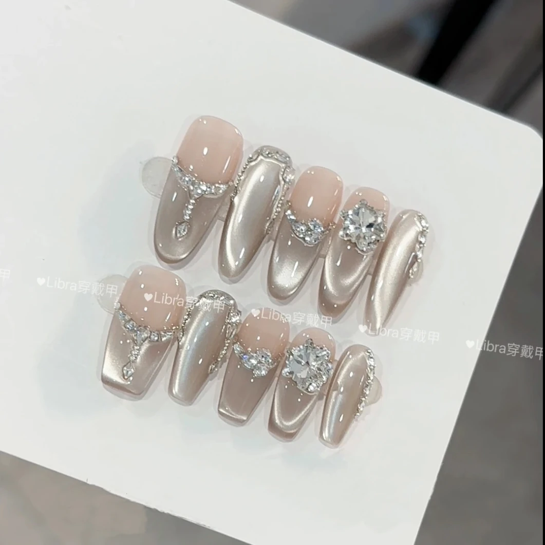 【苍山赴雪】时尚清新纯欲高级感成品美甲穿戴式手工穿戴甲