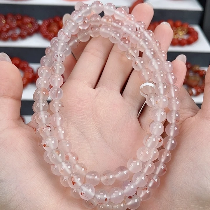 南红玛瑙未镶嵌冰飘冰底飘红8mm多圈