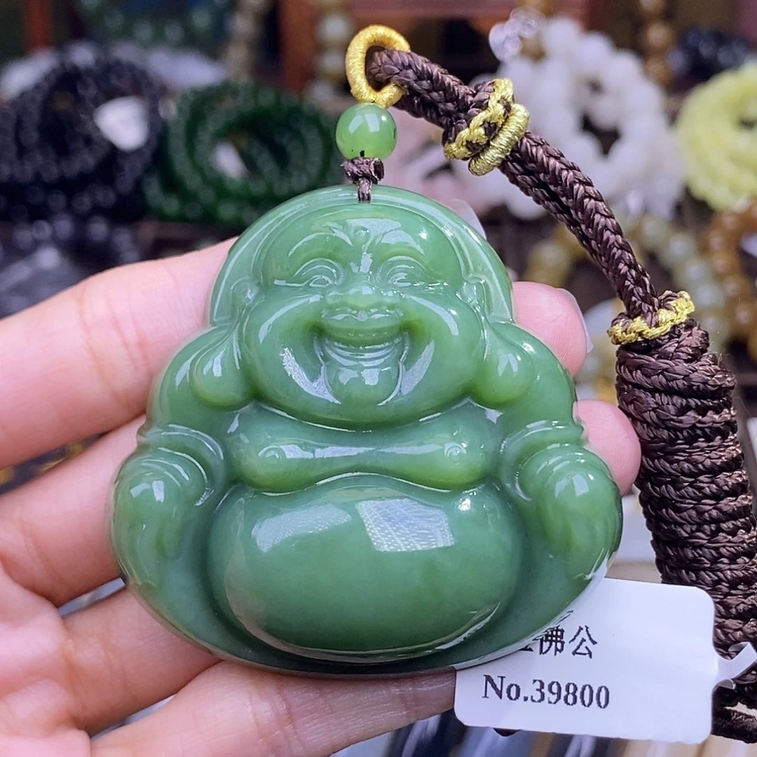 和田玉未镶嵌颈饰碧玉大佛公吊坠