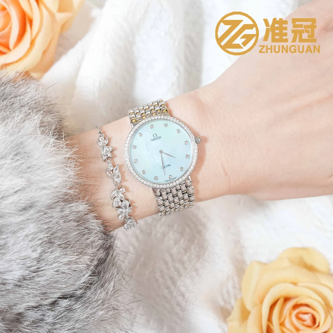 95新 Omega/欧米茄 32.5mm石英JM6253碟飞系列后钻瑞士名表