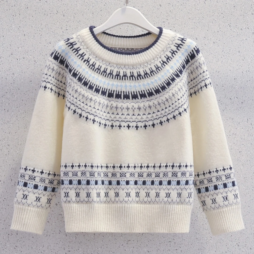 女童毛衣2025最新款爆款加厚冬季儿童洋气民族风针织衫女孩打底衫