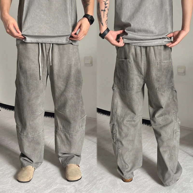 2025秋季新款美式高街户外潮流弯刀裤男士潮牌宽松脏脏休闲裤子男