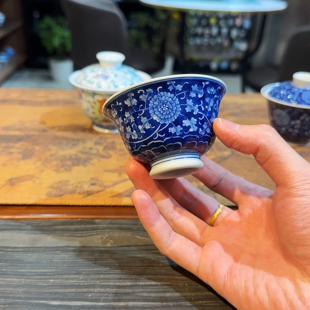 明逸堂手绘菊花茶杯