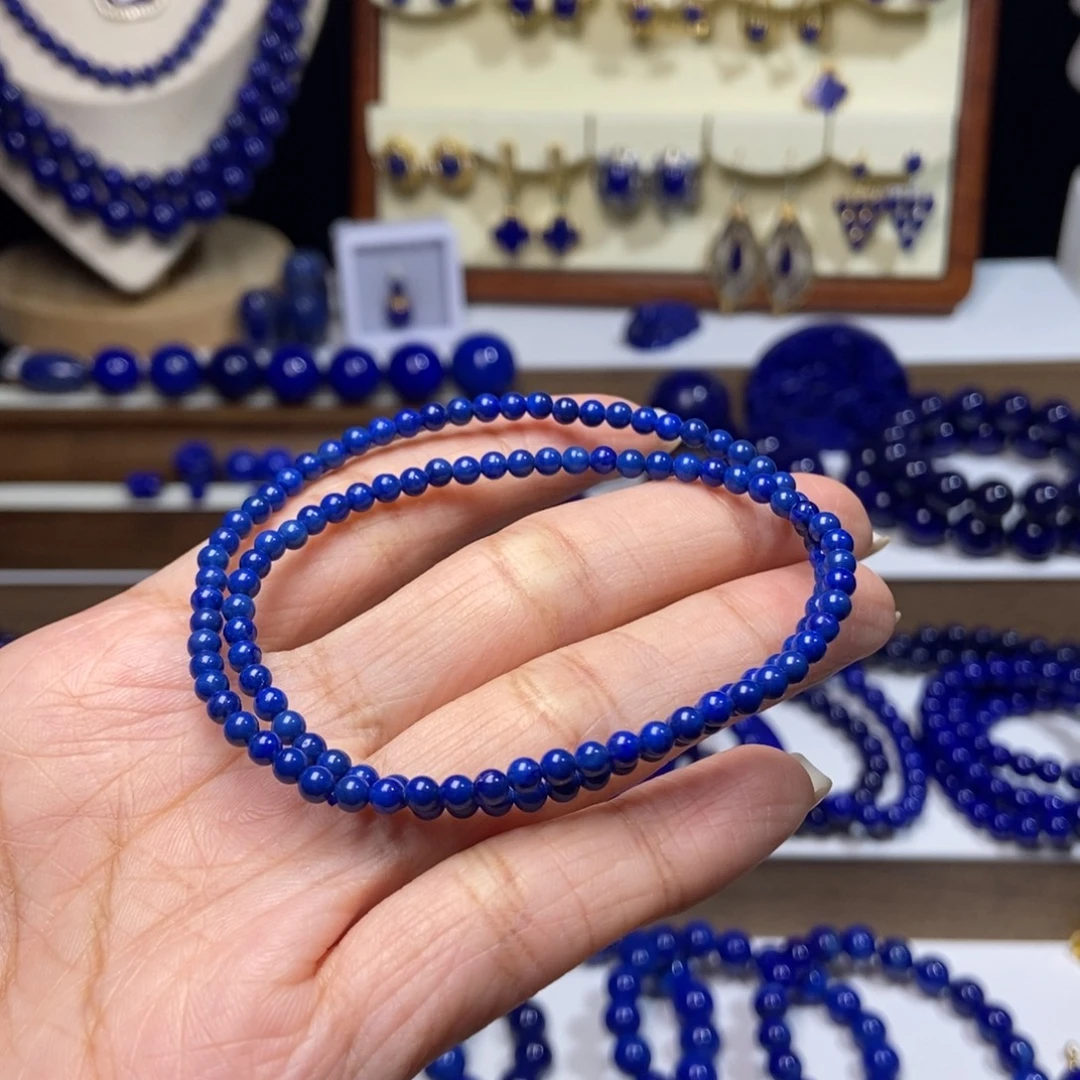 青金石未镶嵌高品3.2mm双圈