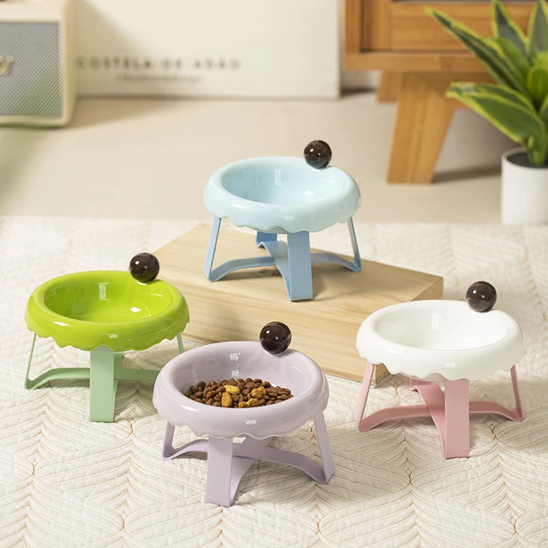 猫碗陶瓷碗宠物狗碗高脚护颈防打翻可爱创意
